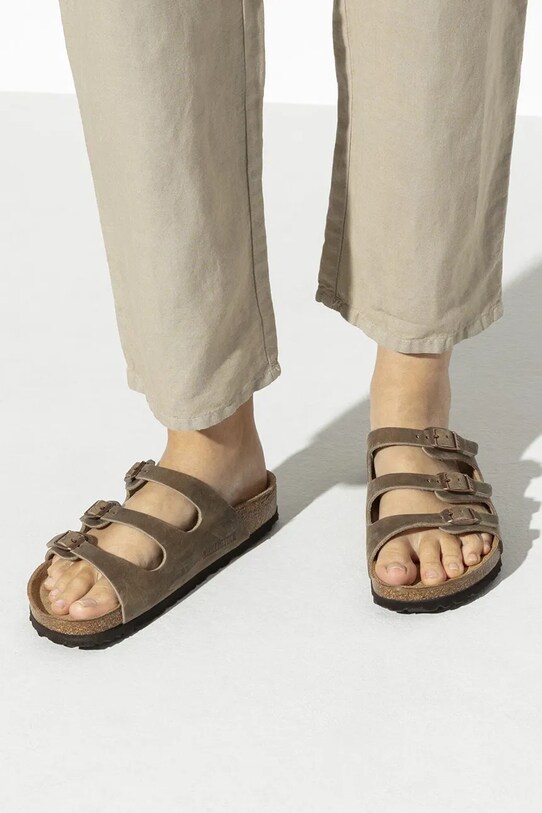 Кожаные шлепанцы Birkenstock Florida SFB 1011432.Tabacco