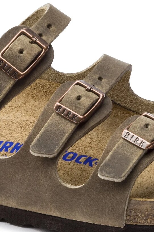 Обувь Кожаные шлепанцы Birkenstock Florida SFB 1011432.Tabacco зелёный