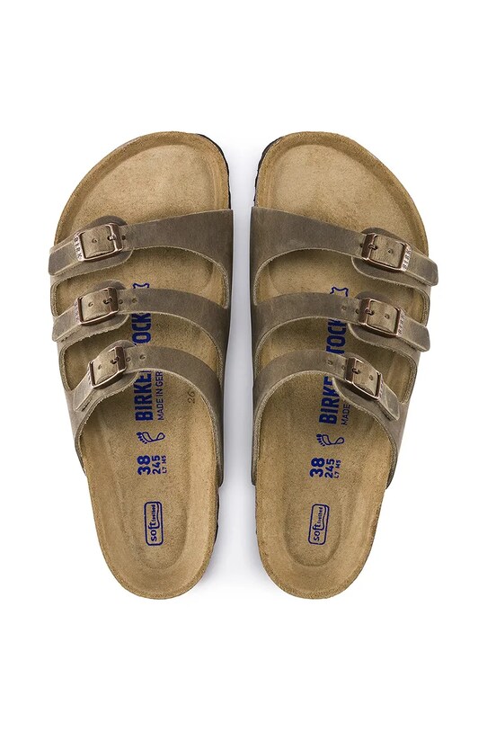 Кожаные шлепанцы Birkenstock Florida SFB 1011432.Tabacco зелёный