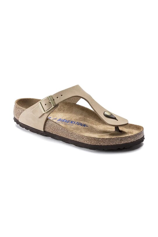 Japanke od nubuk kože Birkenstock Gizeh SFB 1018999 bež SS25