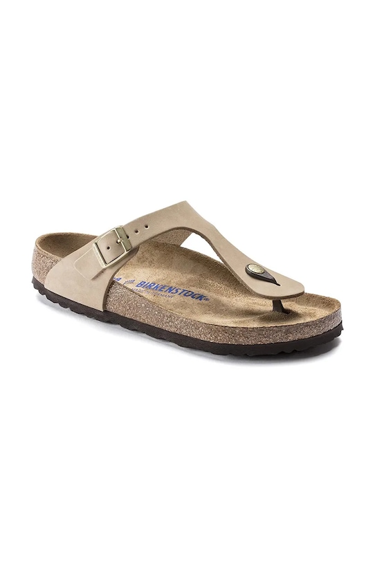 Birkenstock japonki nubukowe Gizeh SFB 1018999 beżowy SS25