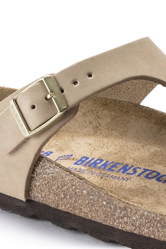 Obuwie Birkenstock japonki nubukowe Gizeh SFB 1018999 beżowy
