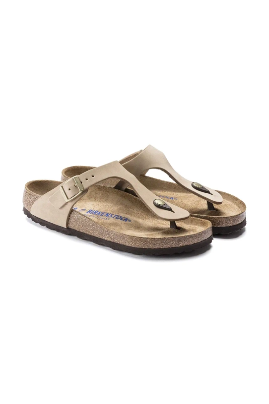 Birkenstock japonki nubukowe Gizeh SFB beżowy 1018999