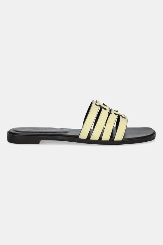 Tory Burch papuci din piele Ines Cage 161863.700 galben SS25