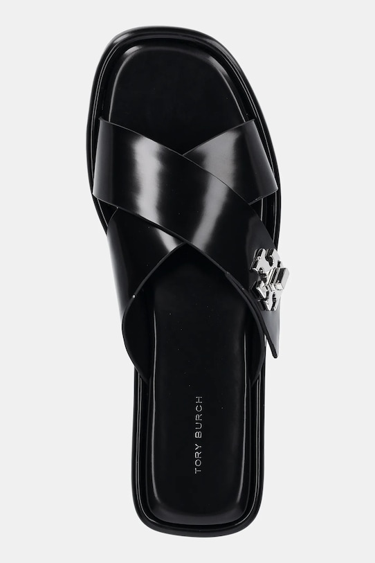 Tory Burch șlapi de piele T Lock Cross Band Slide negru 170611.006