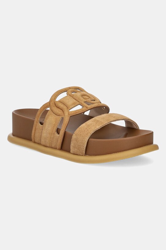 Liu Jo papuci din piele LOREN 06 platformă maro SA5125PX002S1853