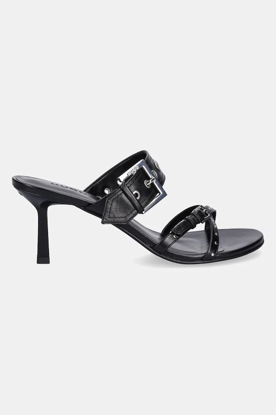 Шкіряні шльопанці HUGO Katniss 50542113.001 чорний SS25