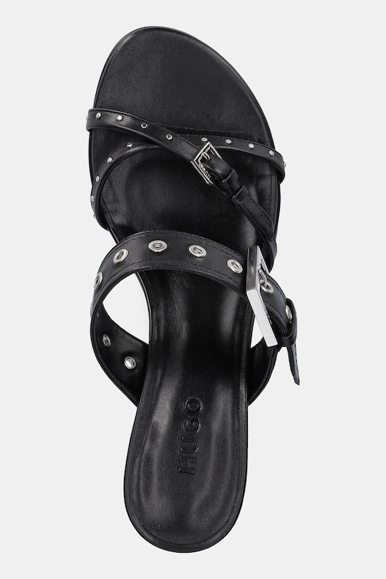Шкіряні шльопанці HUGO Katniss чорний 50542113.001