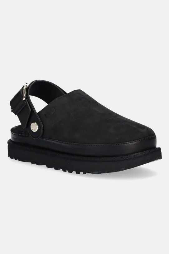 UGG papuci Goldenstar Villa Clog piele întoarsă negru 1169590.BLK