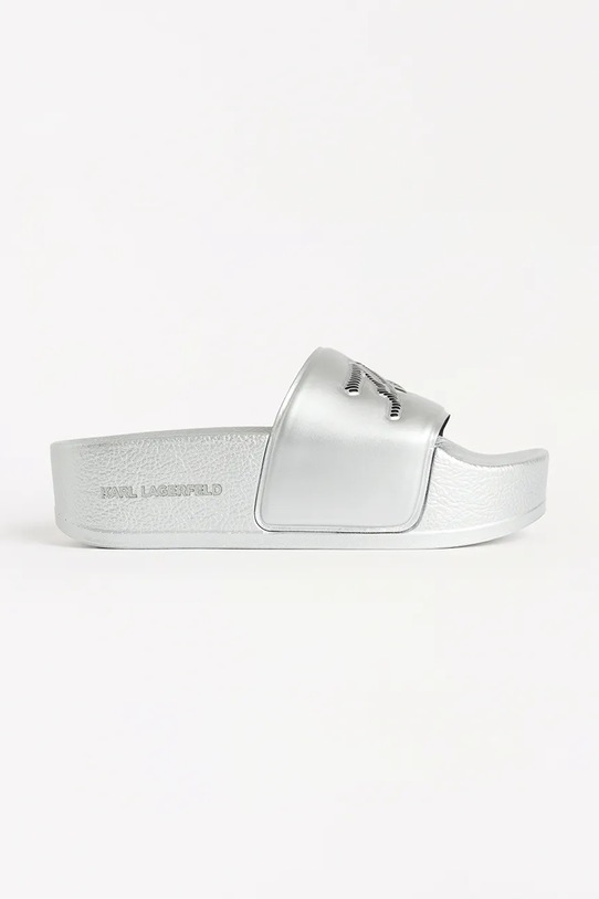 Παντόφλες Karl Lagerfeld KONDO MAXI ίσια πλατφόρμα ασημί KL80872.VSL