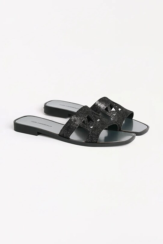 Semišové šľapky Karl Lagerfeld SKOOT II KL80402.5S0 čierna SS25