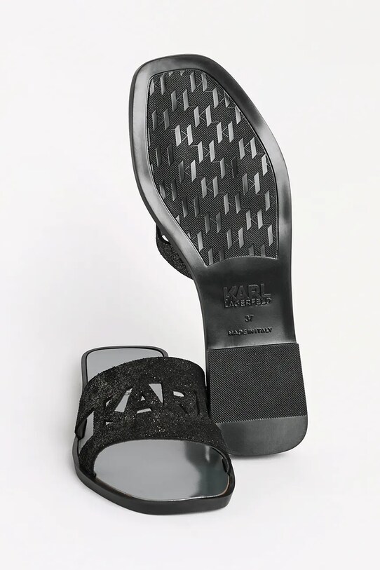 Semišové šľapky Karl Lagerfeld SKOOT II KL80402.5S0 čierna