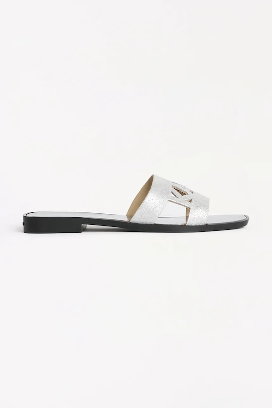 Karl Lagerfeld papuci din piele SKOOT II piele întoarsă argintiu KL80402.5SL