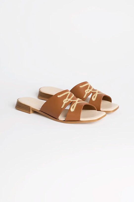 Kožené šľapky Karl Lagerfeld PETALO KL80772.022 hnedá SS25