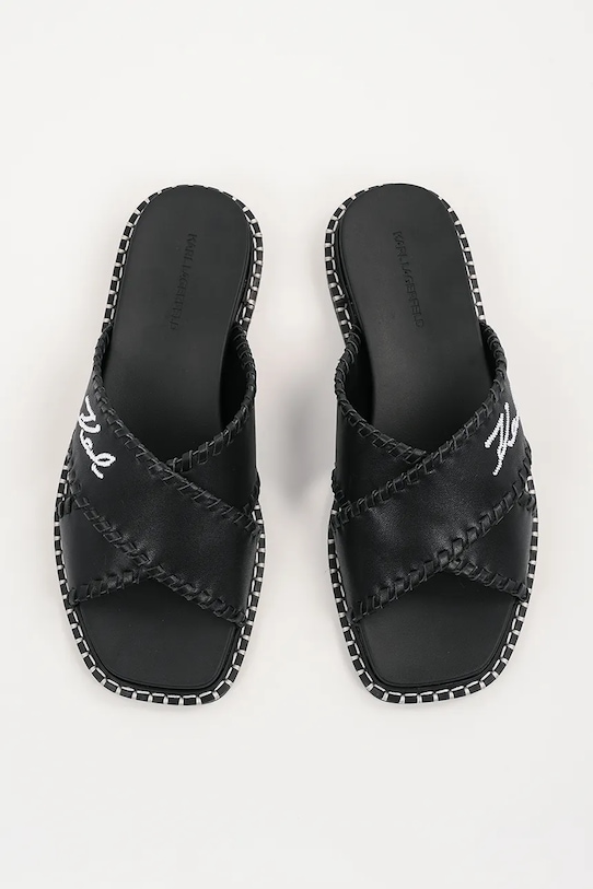 Karl Lagerfeld klapki skórzane KLEO czarny KL81372.000