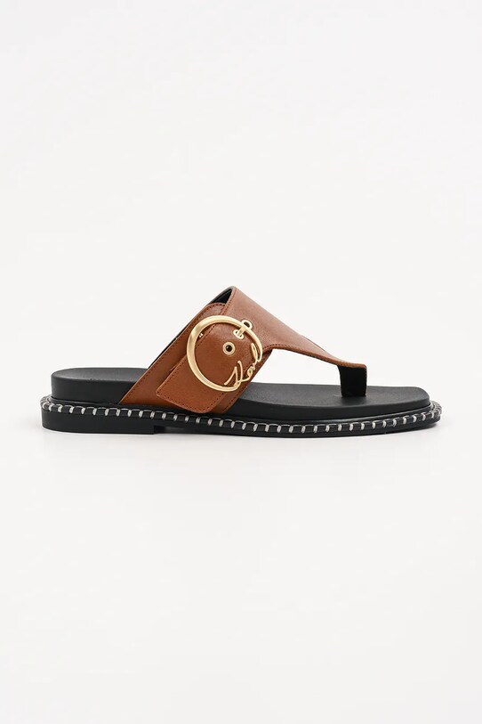 Кожени джапанки Karl Lagerfeld KLEO гладка кожа кафяв KL81325.020