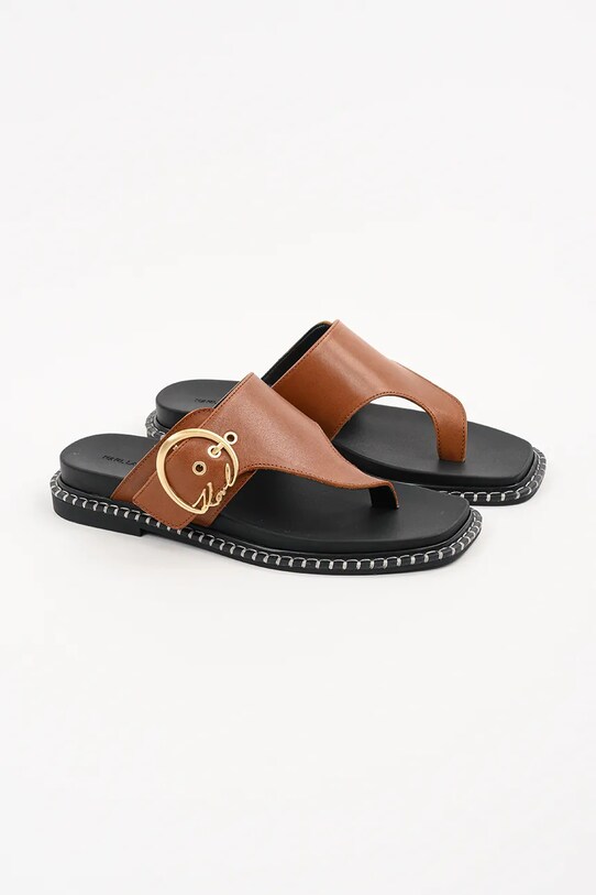Кожени джапанки Karl Lagerfeld KLEO KL81325.020 кафяв SS25