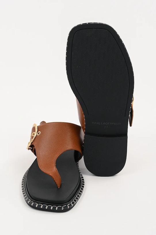 Karl Lagerfeld șlapi de piele KLEO KL81325.020 maro