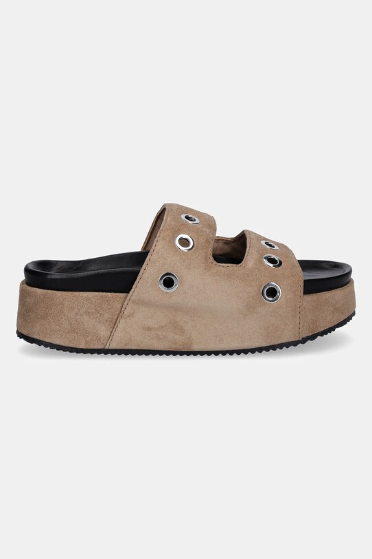 Inuikii papuci din piele Suede Studs 1004.005.0151.163 maro SS25
