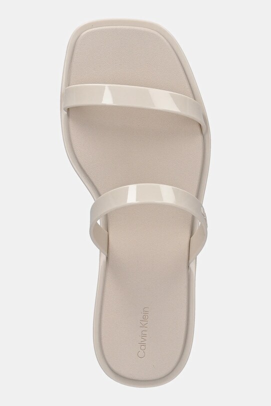 Pantofle Calvin Klein DOUBLE BAR SLIDE - JELLY béžová HW0HW02417