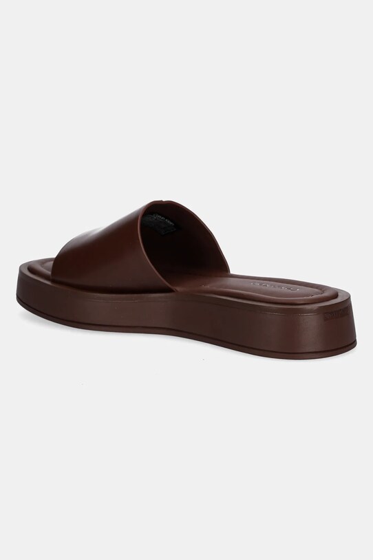 Obuwie Calvin Klein klapki skórzane FLATFORM SLIDE W/CK HW - LTH HW0HW02368 brązowy