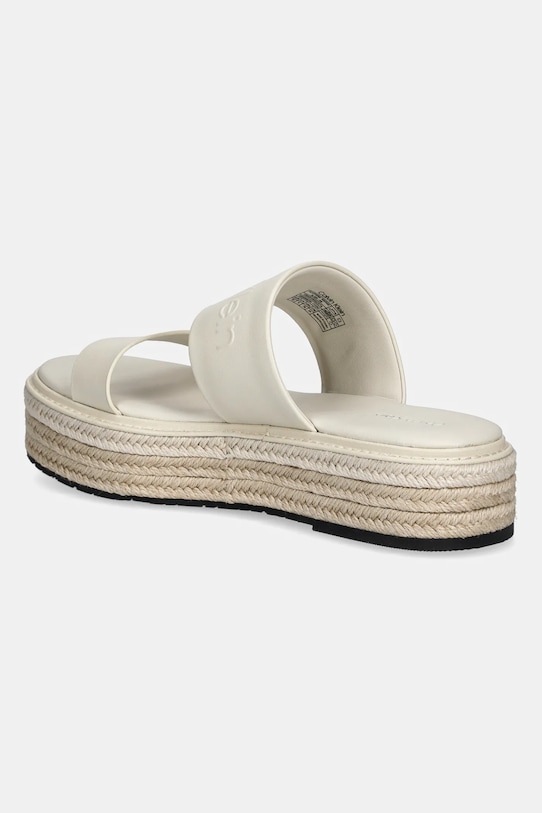 Obuwie Calvin Klein klapki skórzane FLATFORM WEDGE SLIDE - HE HW0HW02374 beżowy