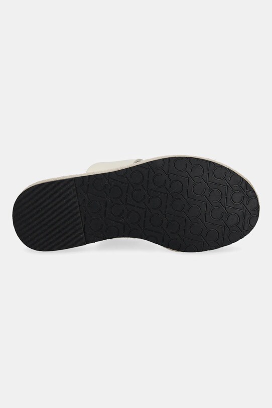 Δερμάτινες παντόφλες Calvin Klein FLATFORM WEDGE SLIDE - HE HW0HW02374 μπεζ