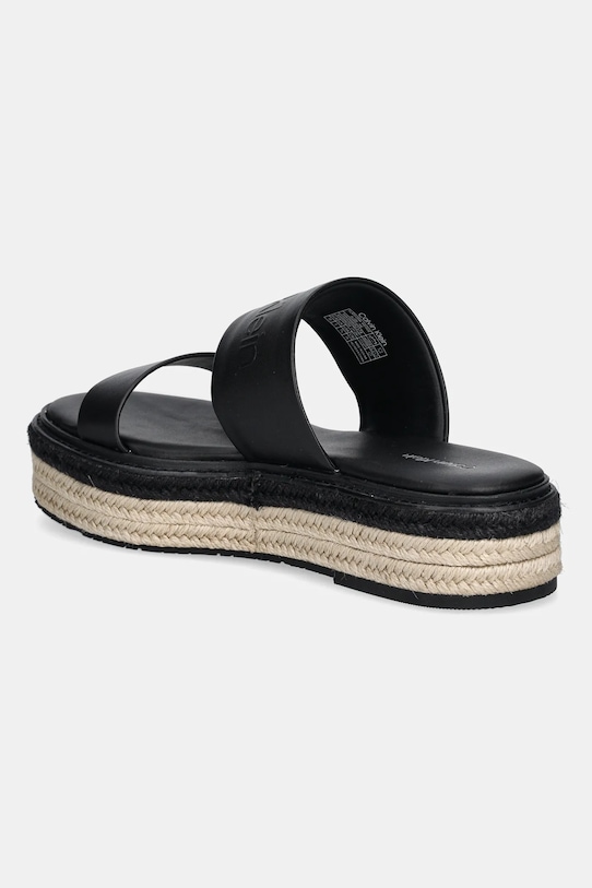 Obuwie Calvin Klein klapki skórzane FLATFORM WEDGE SLIDE - HE HW0HW02374 czarny