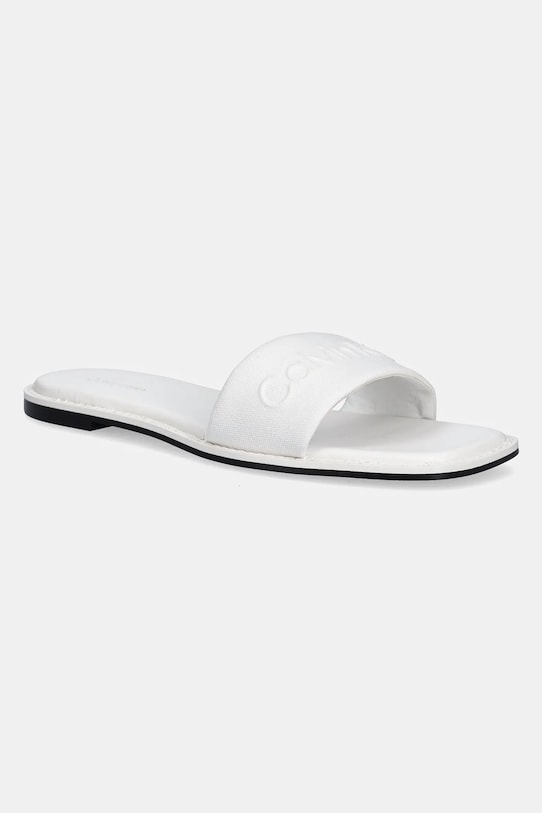 Calvin Klein ciabatte slide FLAT SLIDE - HE tessile bianco HW0HW02378