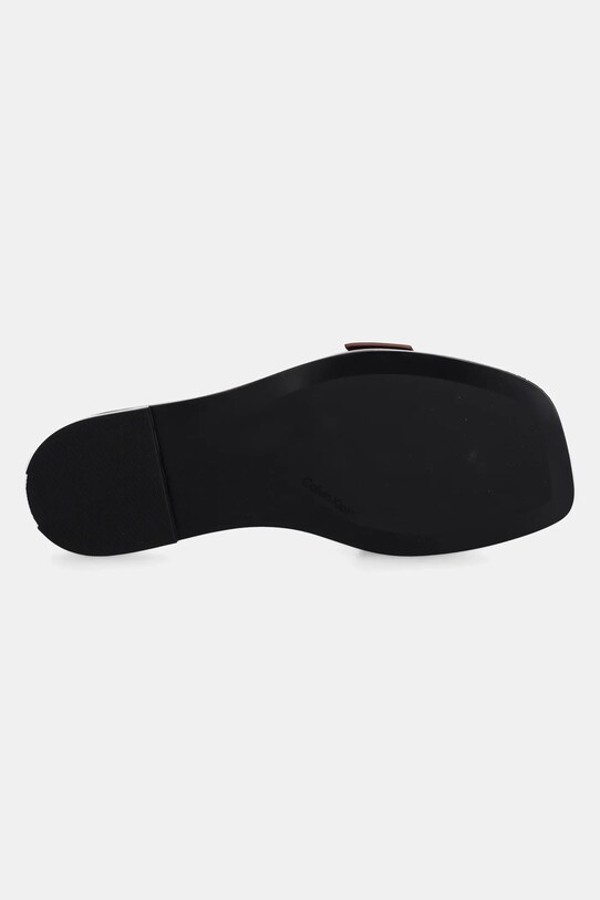 Шкіряні шльопанці Calvin Klein FLAT SLIDE W/BUCKLE - LTH HW0HW02490 коричневий