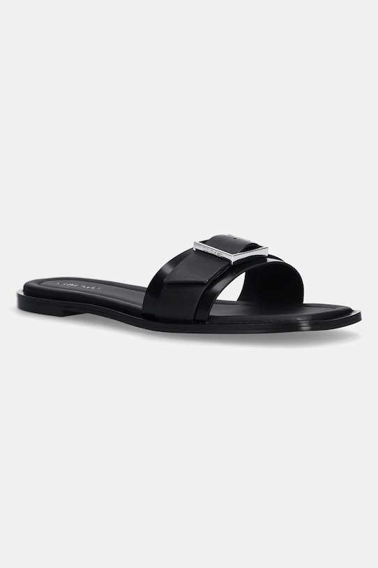 Calvin Klein slapi de piele FLAT SLIDE W/BUCKLE - LTH piele negru HW0HW02490