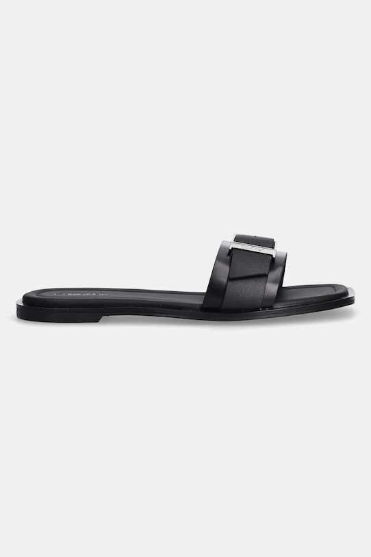 Шкіряні шльопанці Calvin Klein FLAT SLIDE W/BUCKLE - LTH HW0HW02490 чорний SS25