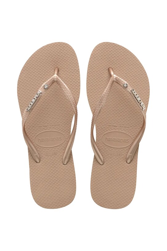 Havaianas japonki SLIM METAL LOGO AND CRYSTAL syntetyczny beżowy 4129769.3581