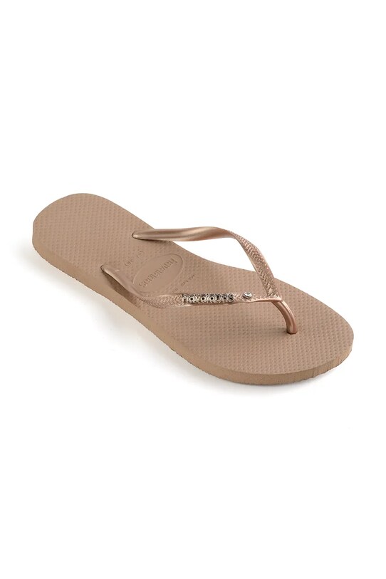 Încălțăminte Havaianas slapi SLIM METAL LOGO AND CRYSTAL 4129769.3581 bej