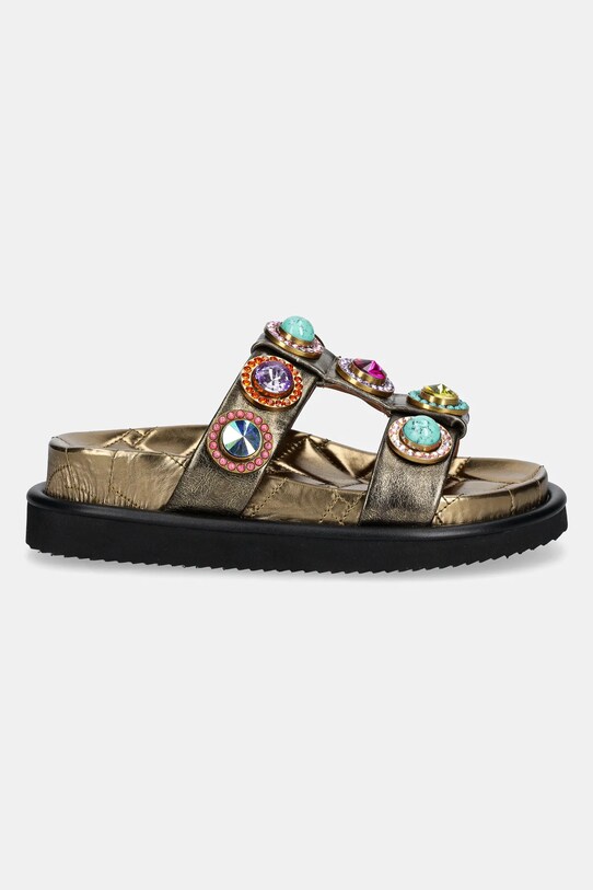 Кожаные шлепанцы Kurt Geiger London Orson Crystal Sandal 9107168109.BRONZECOM золотой SS25