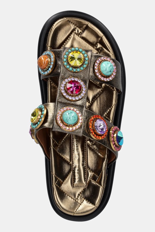 Кожаные шлепанцы Kurt Geiger London Orson Crystal Sandal золотой 9107168109.BRONZECOM