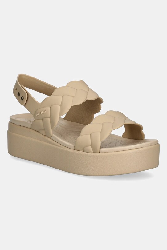 Crocs sandale Brooklyn Woven Upper Low Wedge W platformă bej 209977.212
