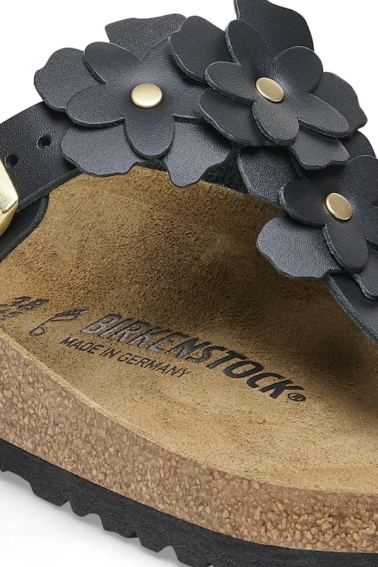 Încălțăminte Birkenstock slapi de piele Gizeh Flowers 1026719 negru