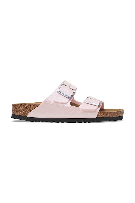 Pantofle Birkenstock Arizona Saffiano Iridescent plochý růžová 1029511