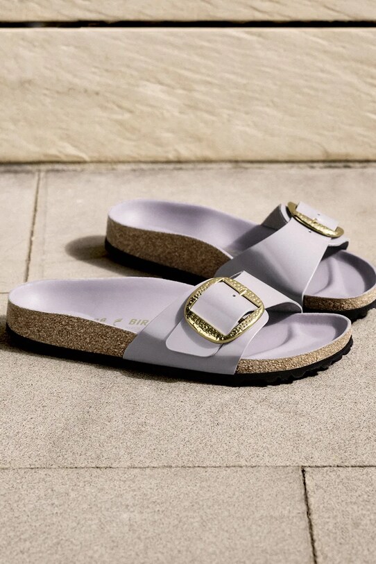 Birkenstock klapki skórzane Madrid Hammered Big Buckle 1029843