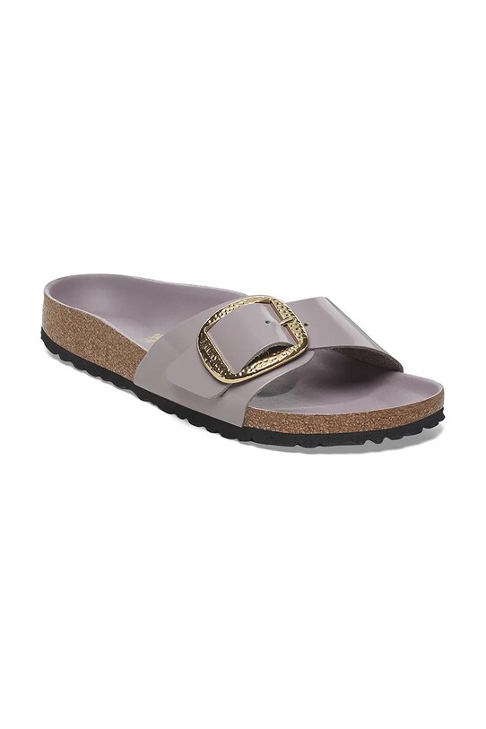 Birkenstock klapki skórzane Madrid Hammered Big Buckle 1029843 fioletowy SS25