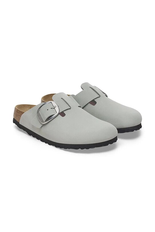 Nubukové pantofle Birkenstock Boston Big Buckle šedá 1029303