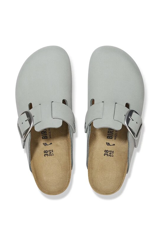 Nubukové pantofle Birkenstock Boston Big Buckle 1029303 šedá