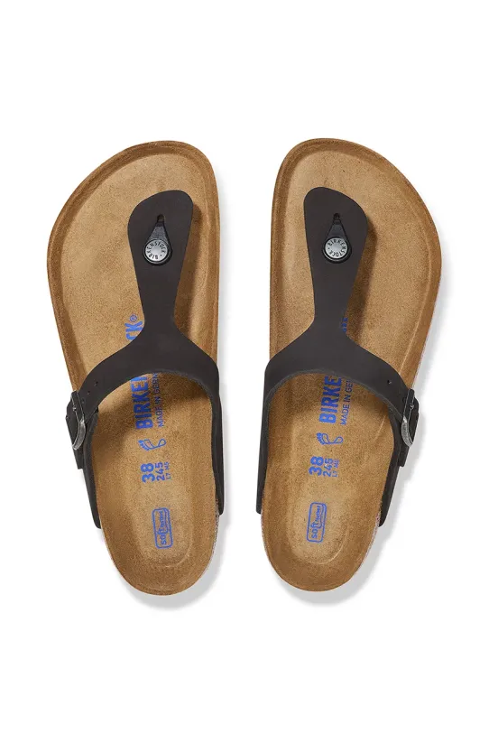 Boty Nubukové žabky Birkenstock Gizeh SFB 1019023 černá