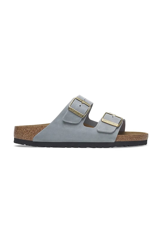 Δερμάτινες παντόφλες Birkenstock Arizona φλατ γκρί 1029253