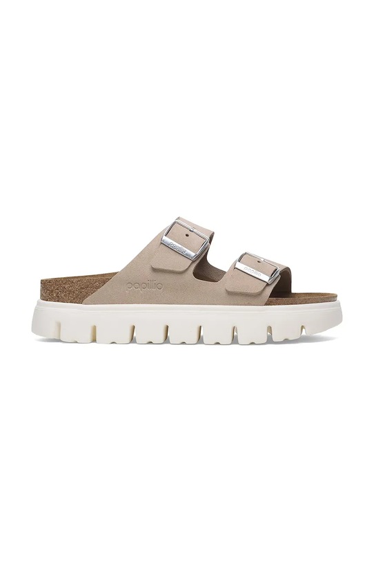 Παντόφλες σουέτ Birkenstock Birkenstock x Papillio Arizona Chunky ίσια πλατφόρμα ροζ 1029117