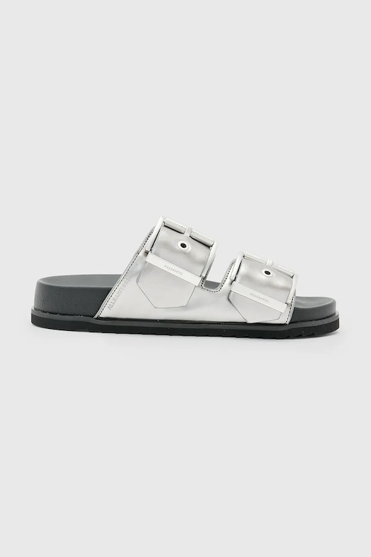 AllSaints klapki skórzane Sian Sandal syntetyczny srebrny W037FC