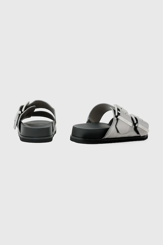 Obuwie AllSaints klapki skórzane Sian Sandal W037FC srebrny