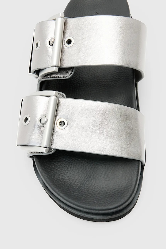 AllSaints klapki skórzane Sian Sandal W037FC srebrny