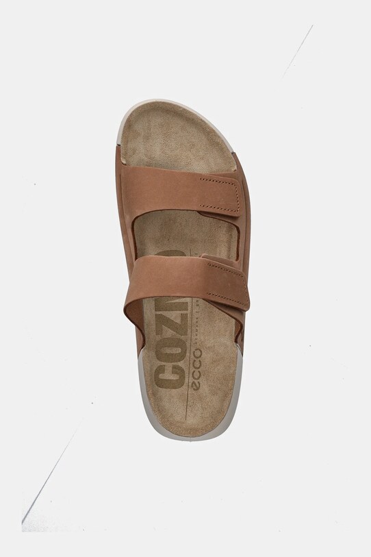 Nubuck παντόφλες Ecco Nd Cozmo 2 Strap Flat καφέ 206823.02291